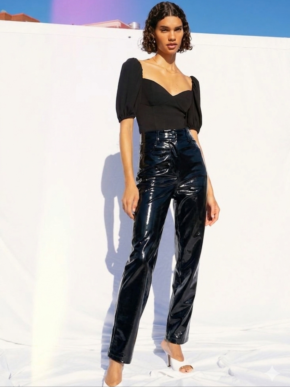 Aritzia Wilfred High-Rise Funk Pant Black Women’s Size 6 Glossy Indie Sleaze
